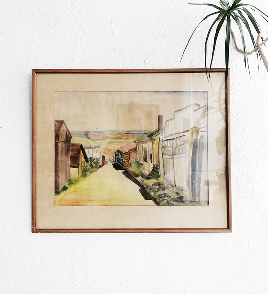 Large Vintage Watercolor