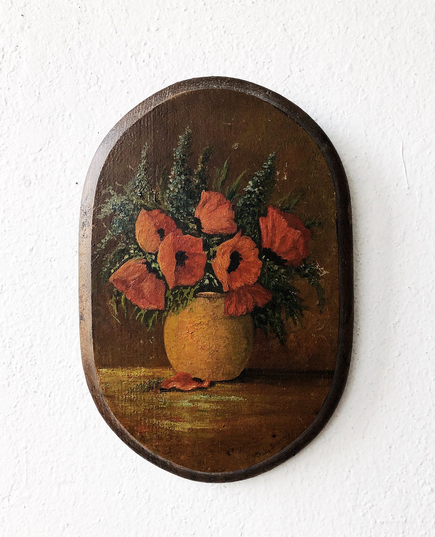 Vintage Original Poppies Painting