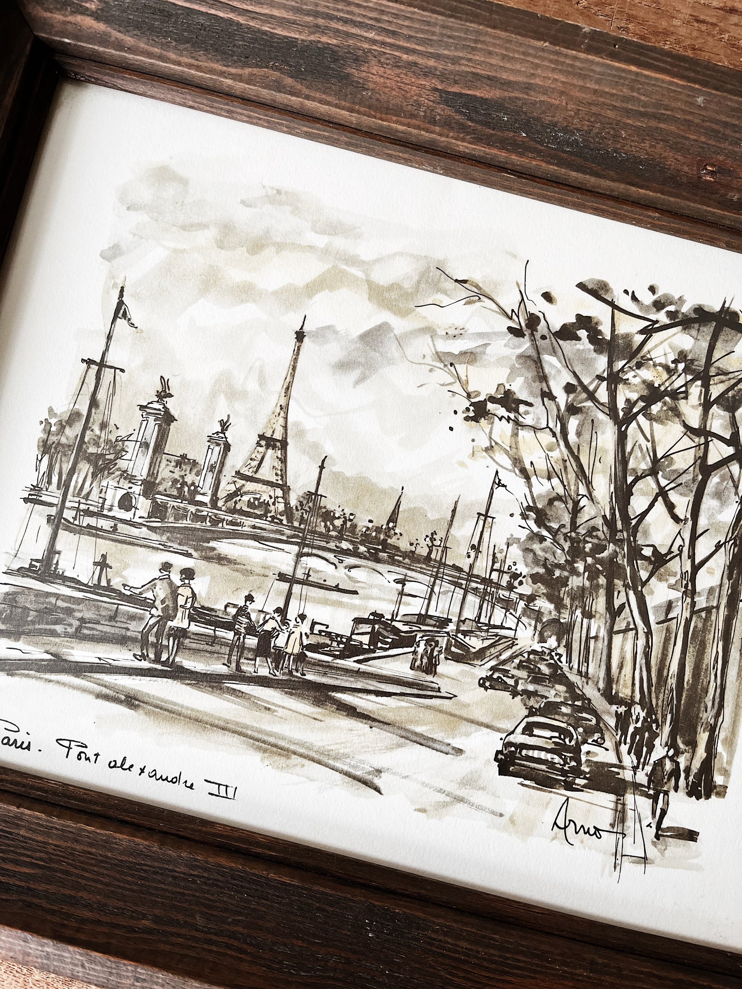 Mid Century Framed Paris Lithograph