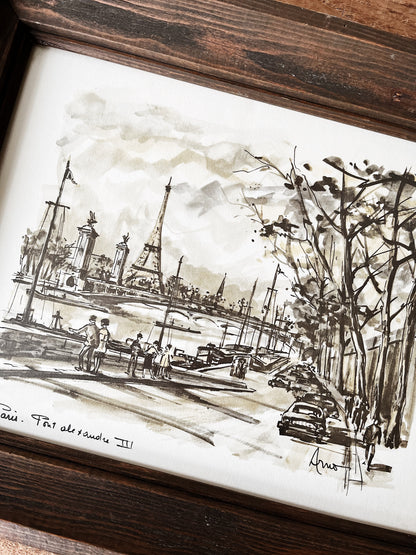 Mid Century Framed Paris Lithograph