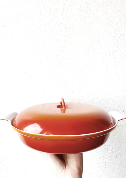 Mid Century Descoware Porcelain Coated Cast Iron Lidded skillet