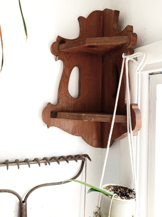 Vintage Wood Corner Shelf