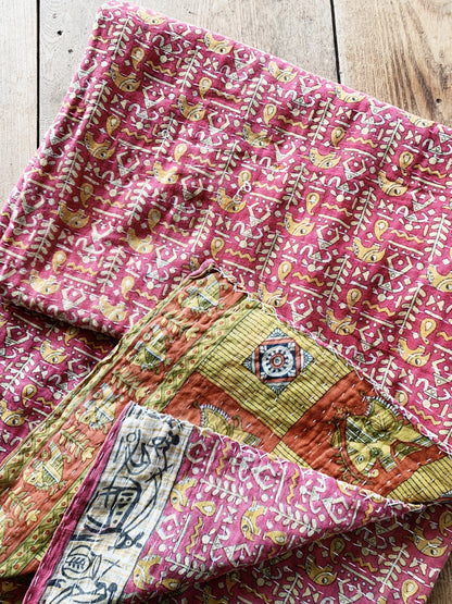 Vintage Reversible Kantha Quilt