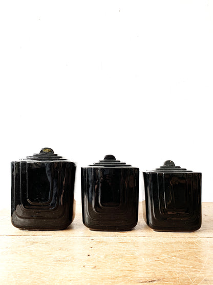 Vintage Black Ceramic Canister Set