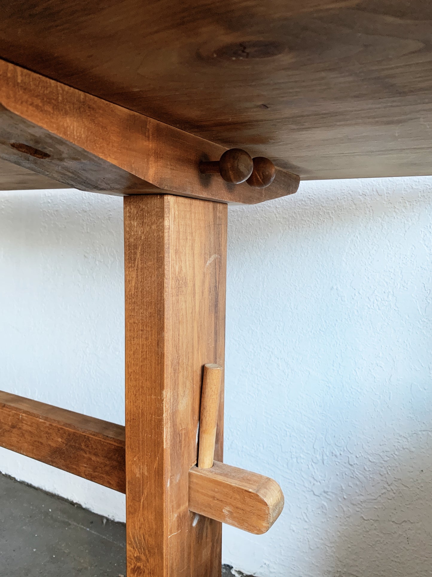 Vintage Handmade Alder Wood Trestle Table