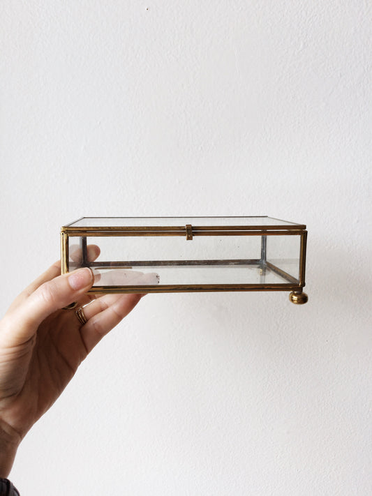 Vintage Glass and Brass Box