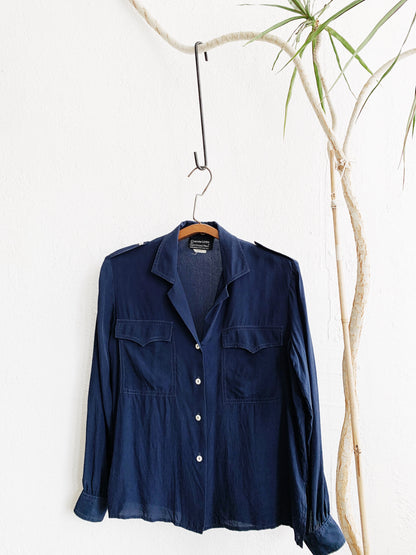 Vintage Carole Little Navy Silk Blouse