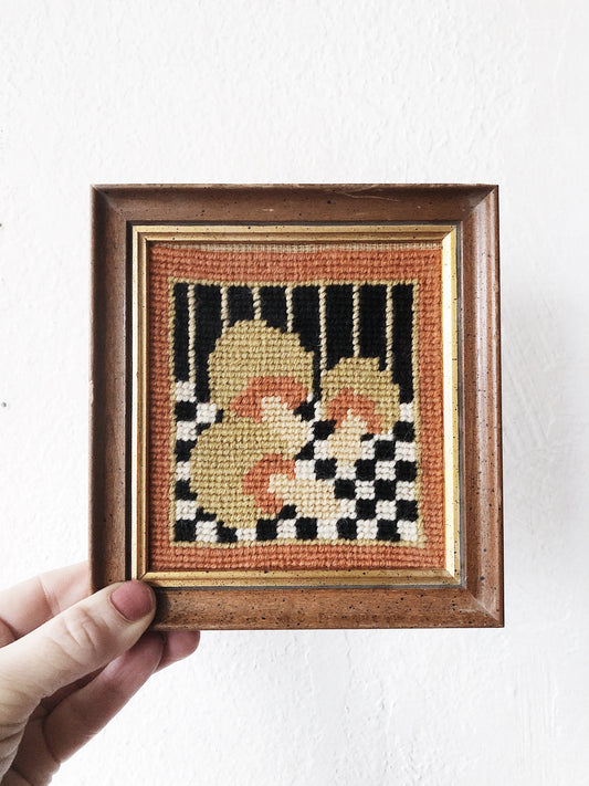 Vintage Framed Mushroom Needlepoint