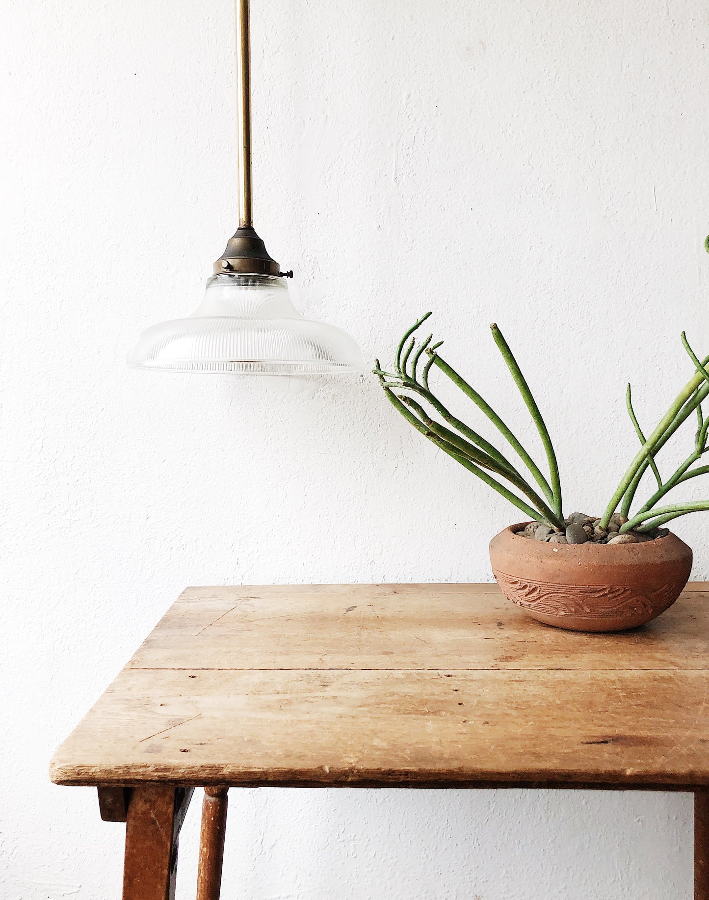 Vintage Reed Glass Pendant Lamp