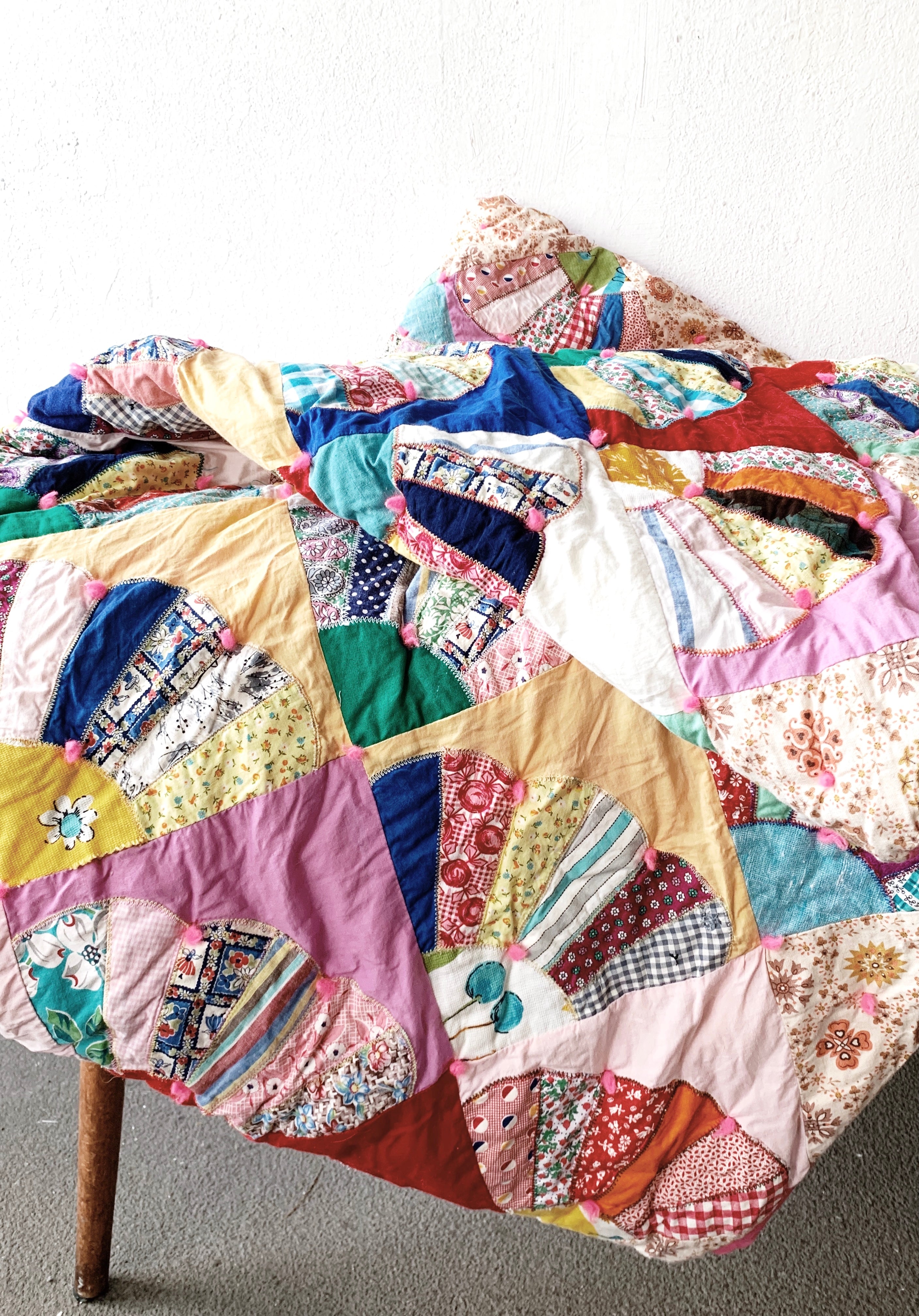Vintage Cotton Patchwork Quilt - Thumbnail 2