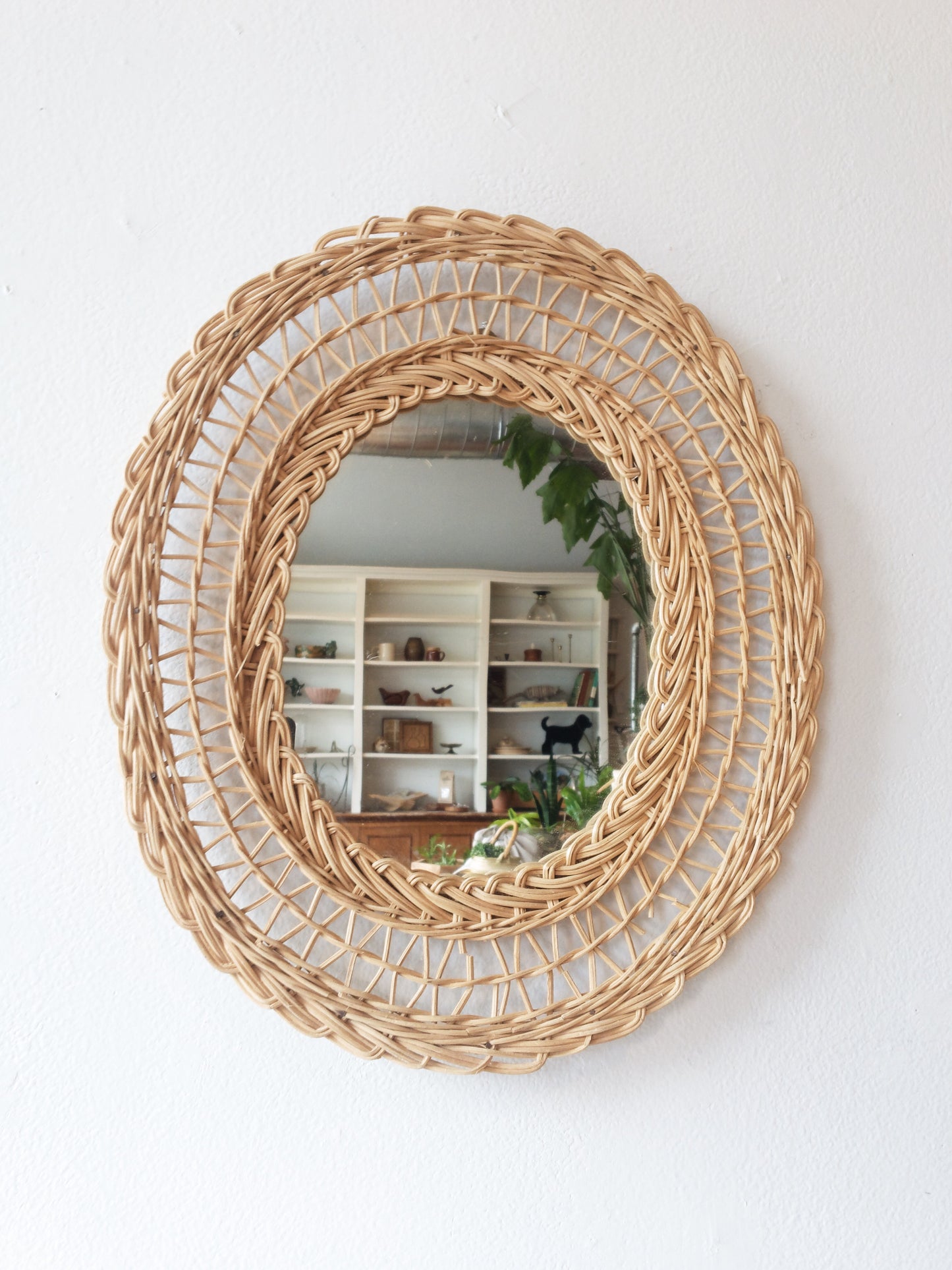 Vintage Wicker Framed Mirror
