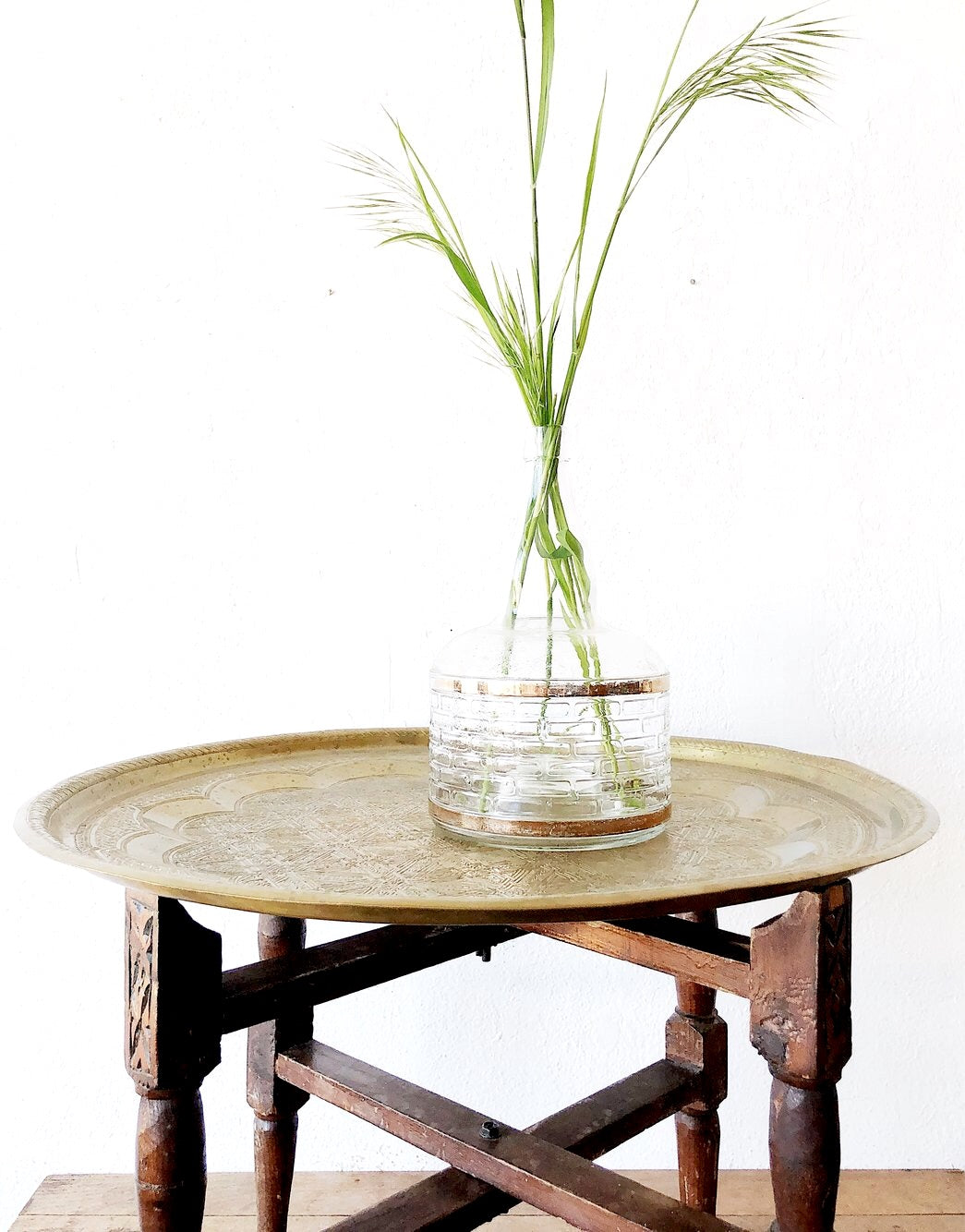 Antique Brass Side Tray Table