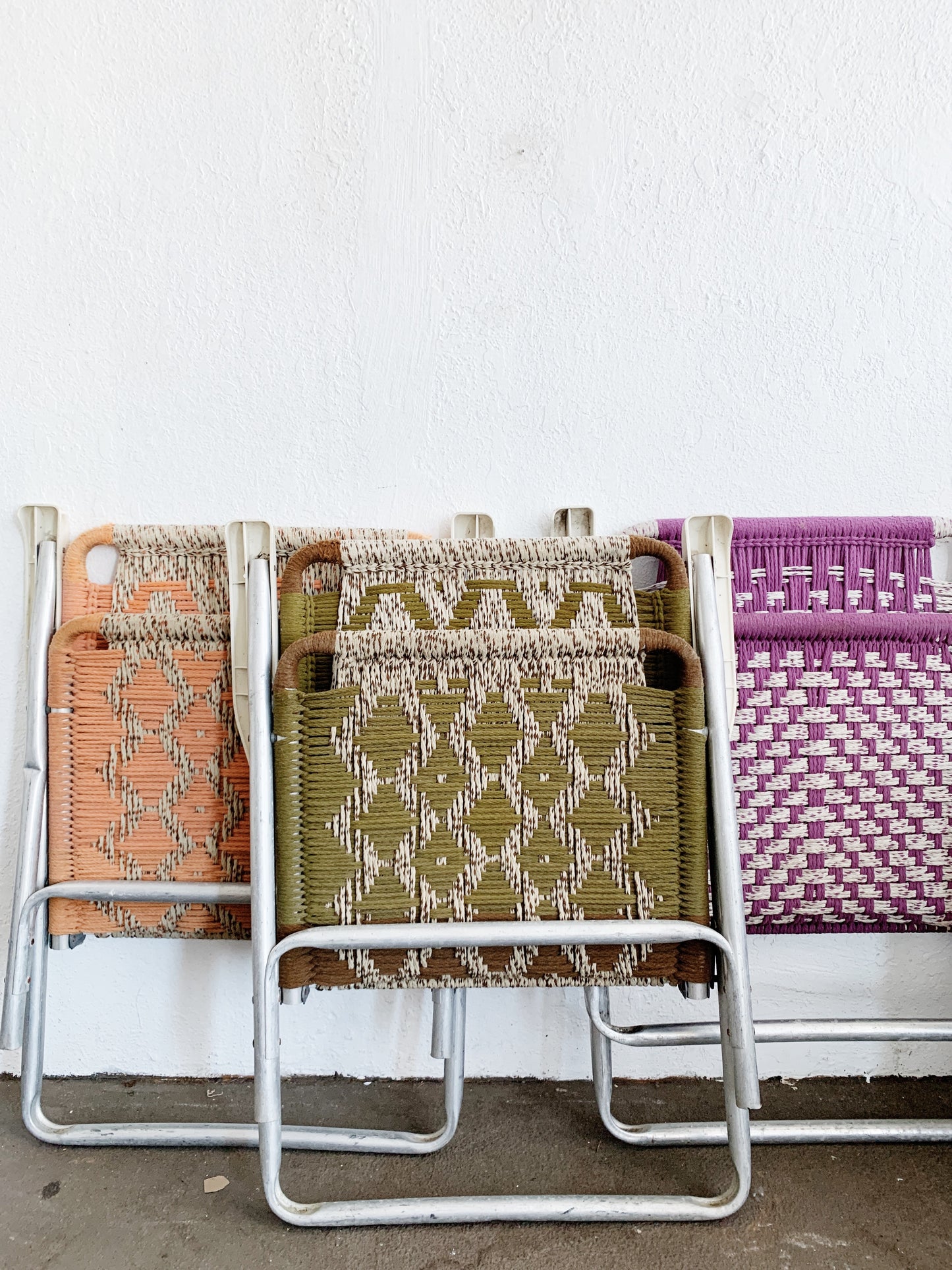 Mid Century Aluminum Macramé Lawn Chair