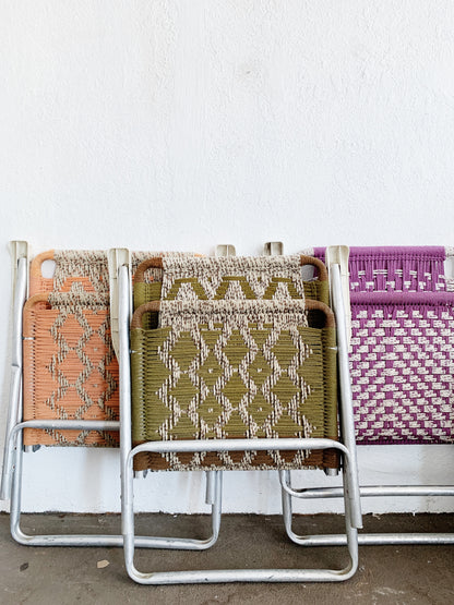 Mid Century Aluminum Macramé Lawn Chair