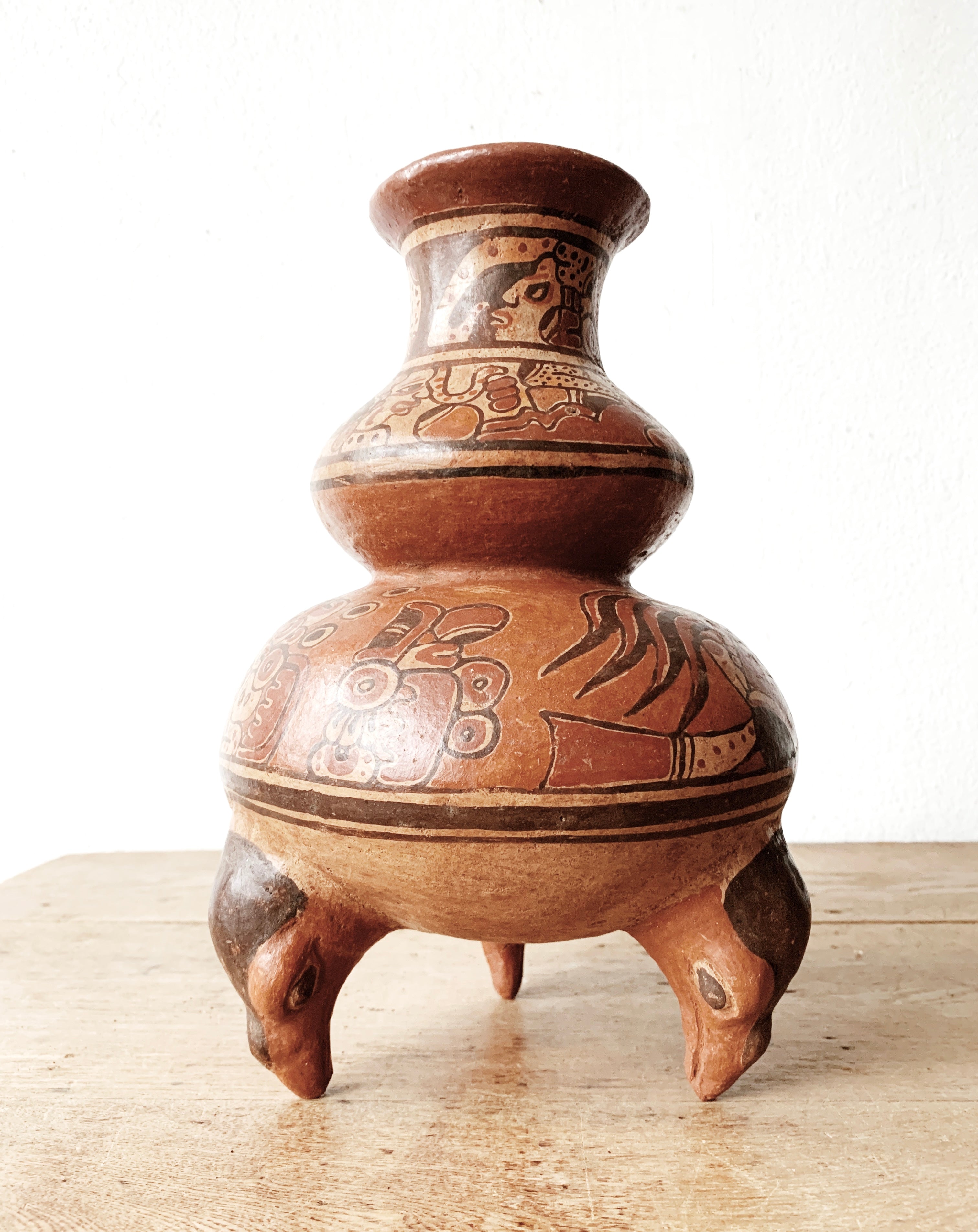 Vintage Peruvian Footed Clay Vessel