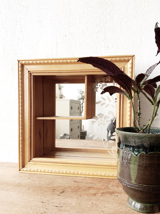 Vintage Etched Mirrored Shadow Box Shelf