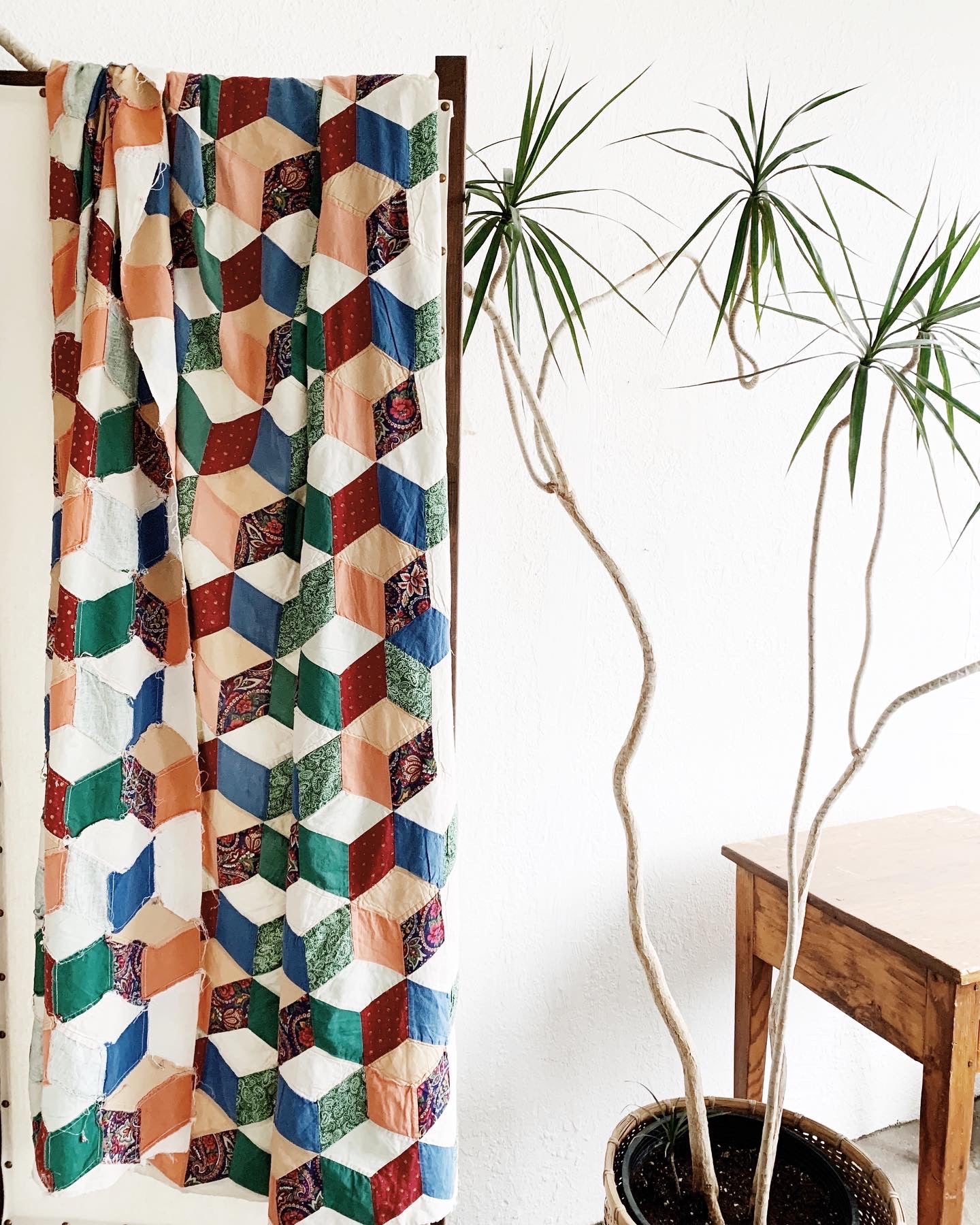 Vintage Cotton Patchwork Quilt Top