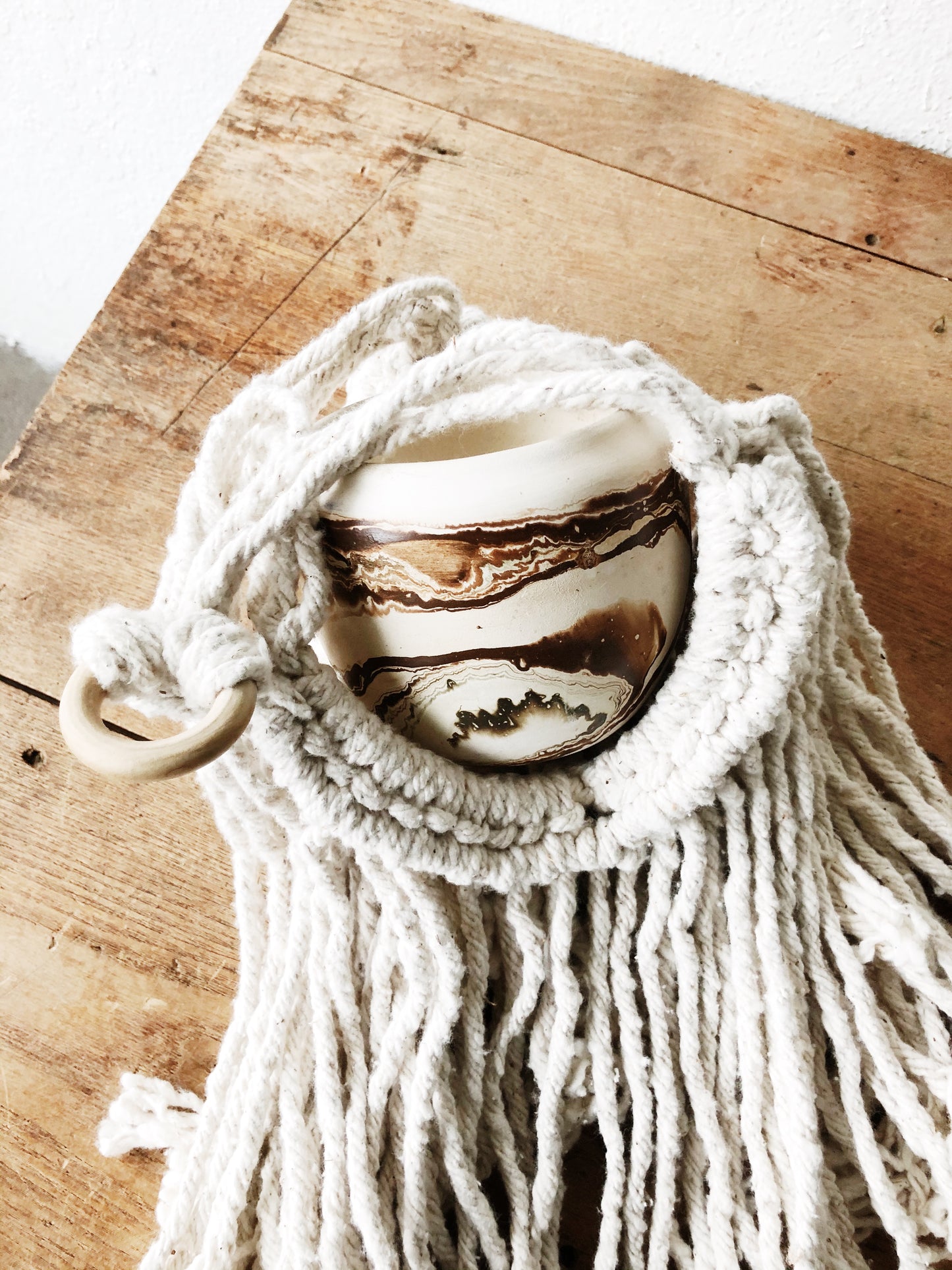 Handmade Plant Hanger with Nemadji Pot