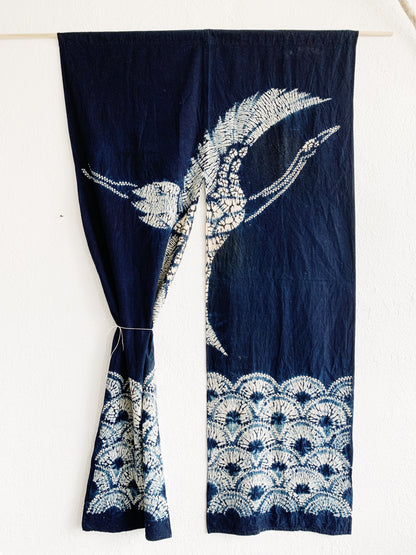 Indigo Dyed Cotton Batik Noren Curtain