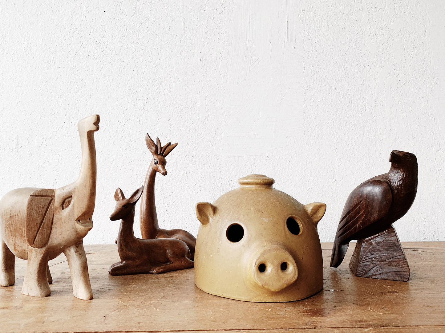 Vintage Carved Wood Elephant