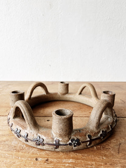 Handmade Vintage Stoneware Candelabra
