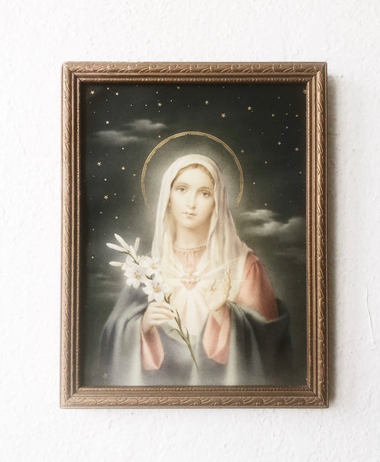 Vintage Mary Framed Lithograph