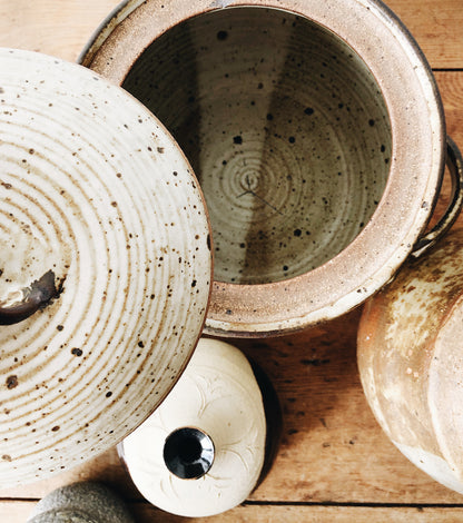 Vintage Lidded Stoneware Crock