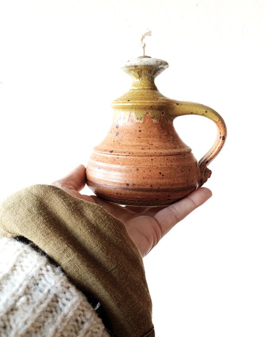 Vintage Stoneware Oil Lamp