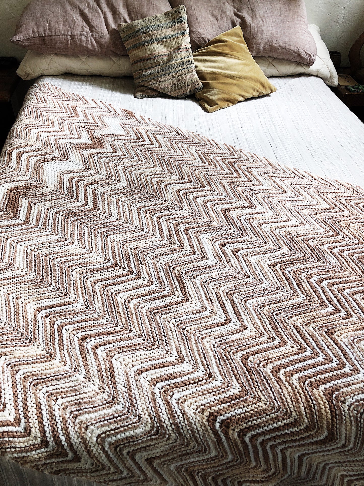 Handmade Vintage Chevron Afghan
