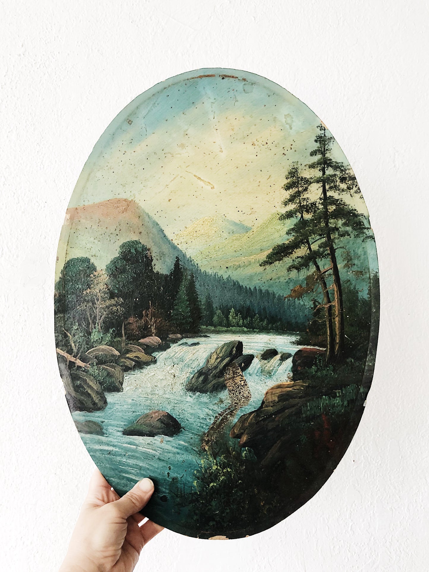 Antique Oil Painting with Easel