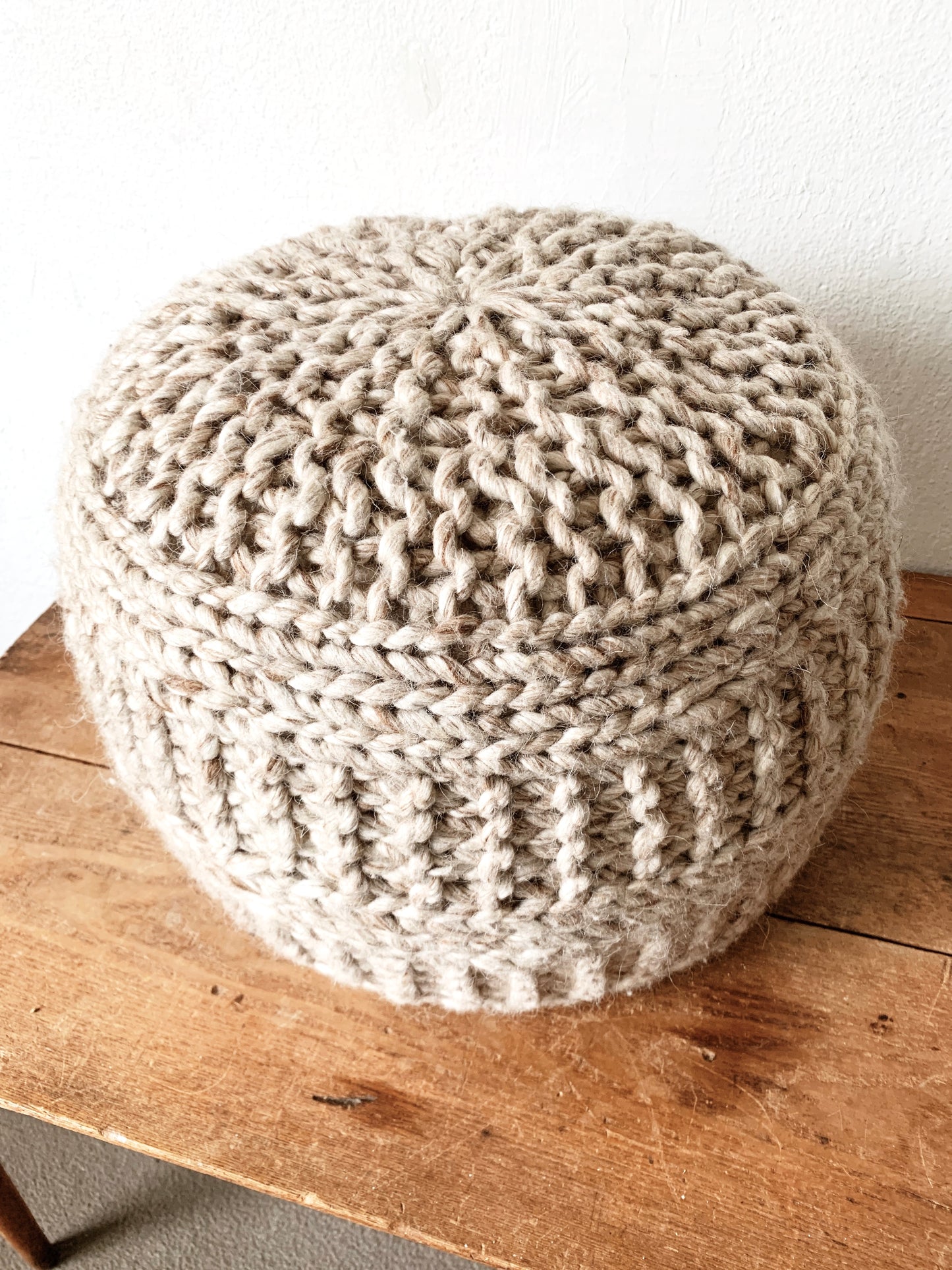 Handknit Wool Pouf