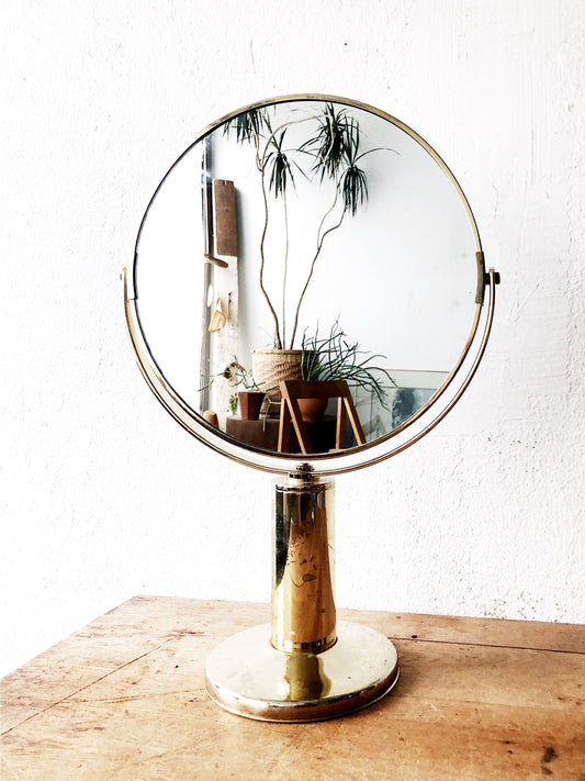 Large Vintage Brass Shop Mirror