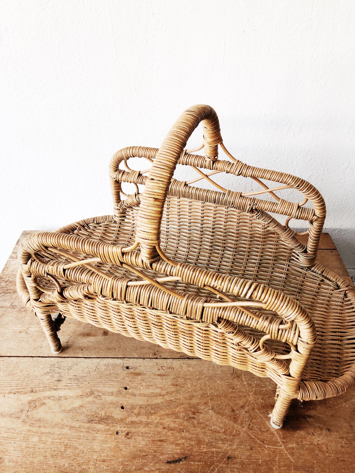 Vintage Woven Kindling Rack