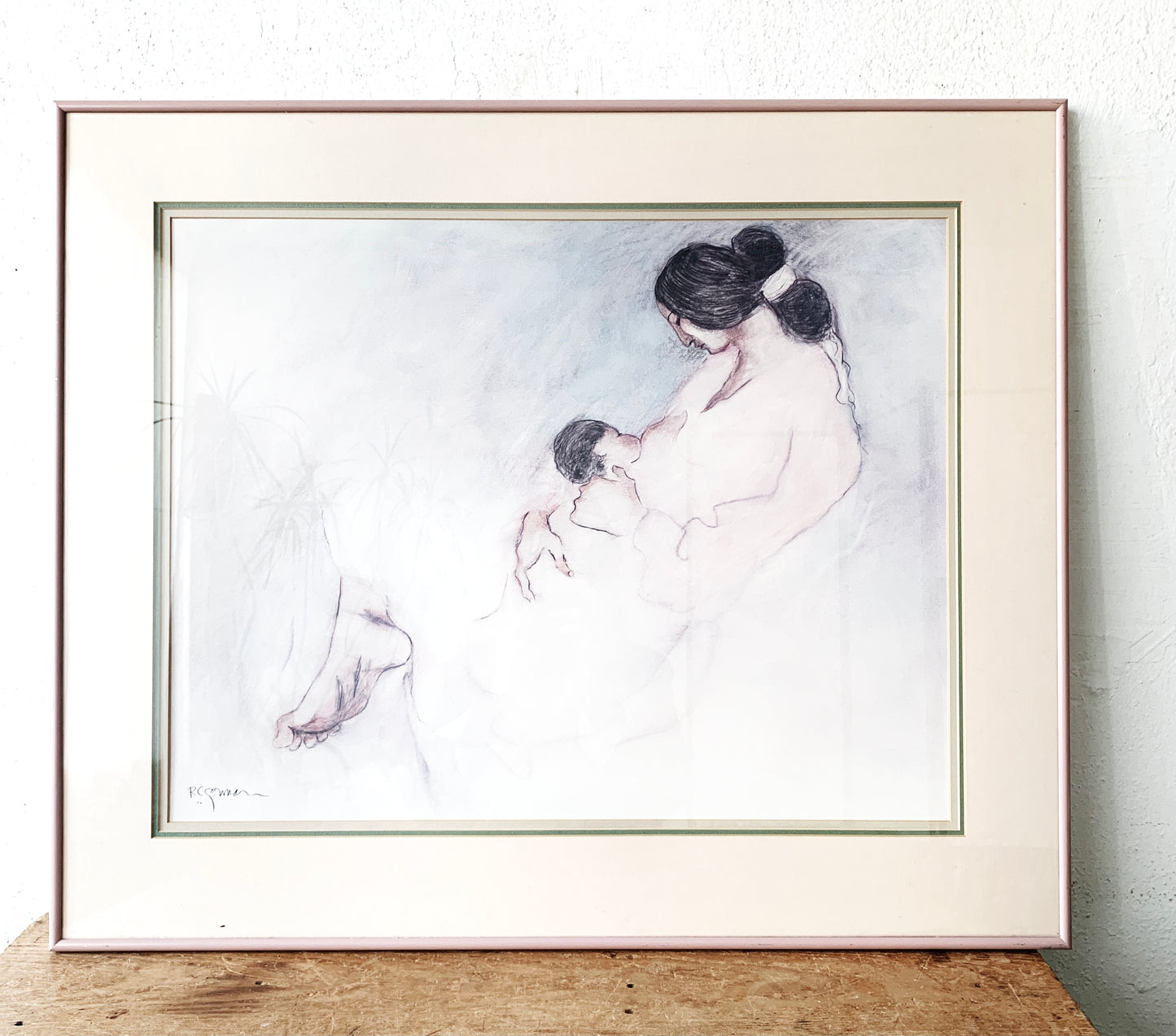 Large Vintage Framed RC Gorman Mother and Child Lithograph