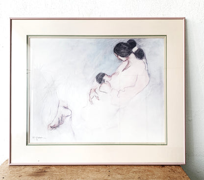 Large Vintage Framed RC Gorman Mother and Child Lithograph
