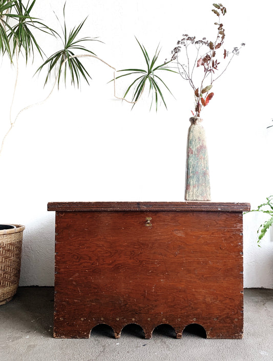 Vintage Handmade Wood Trunk