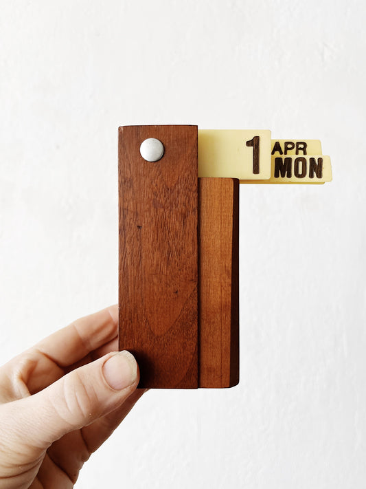 Modernist Teak Perpetual Calendar After Enzo Mari