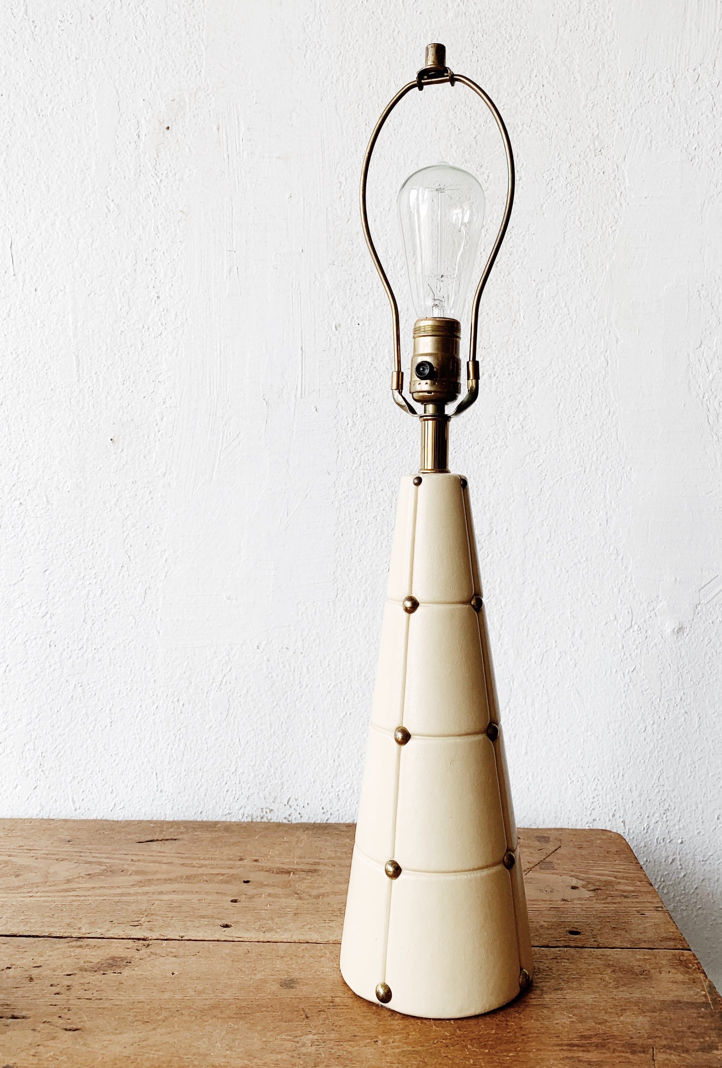 Mid Century Brass Studded Lamp