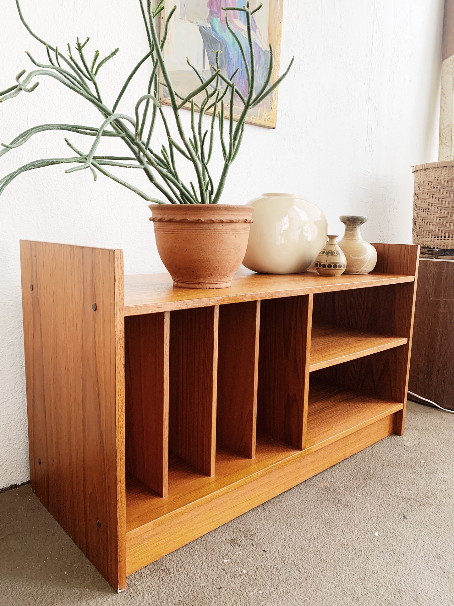 Mid Century Teak Media Shelf Danish