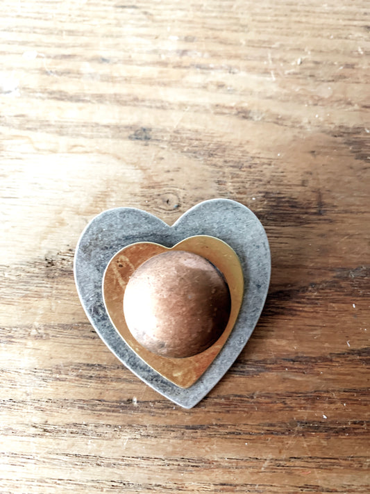 Vintage Mixed Metal Heart Pin