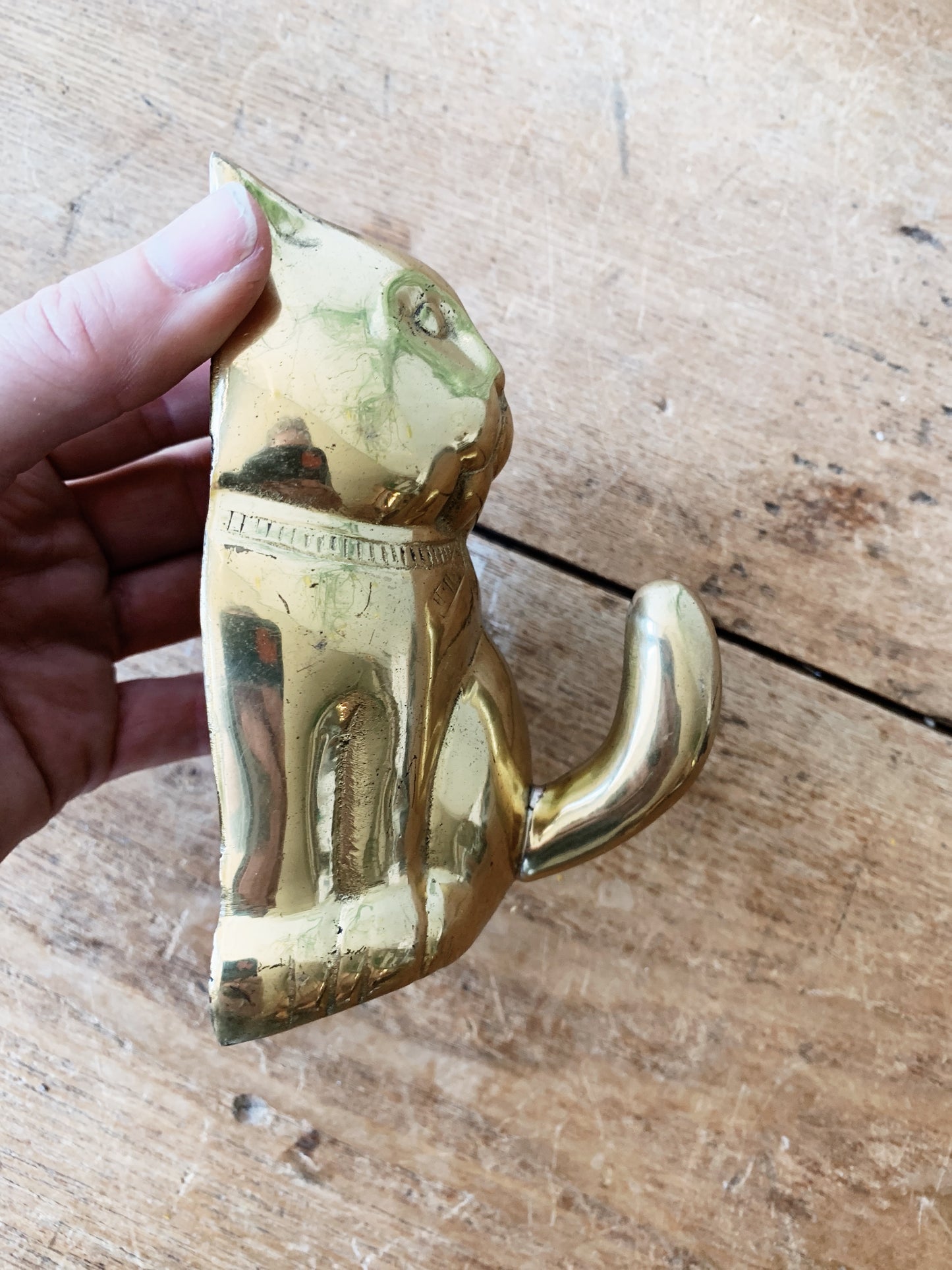 Vintage Brass Kitty Hook