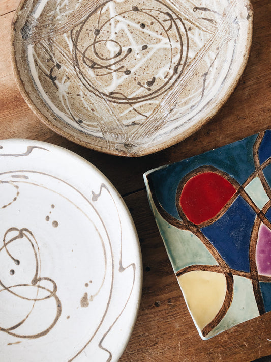 Vintage Sqiggle Stoneware Plate