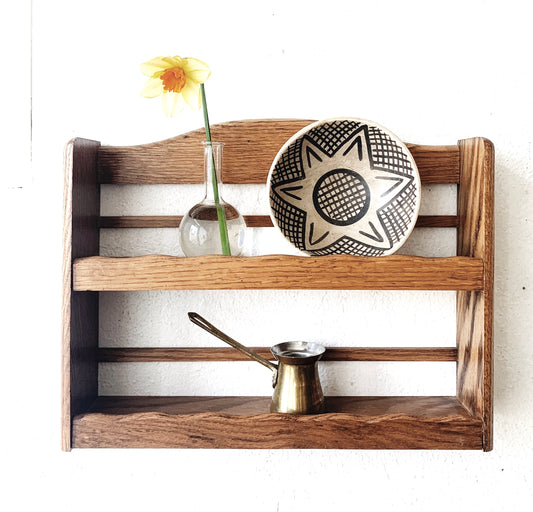 Vintage Oak Spice Rack or Apothecary Shelf