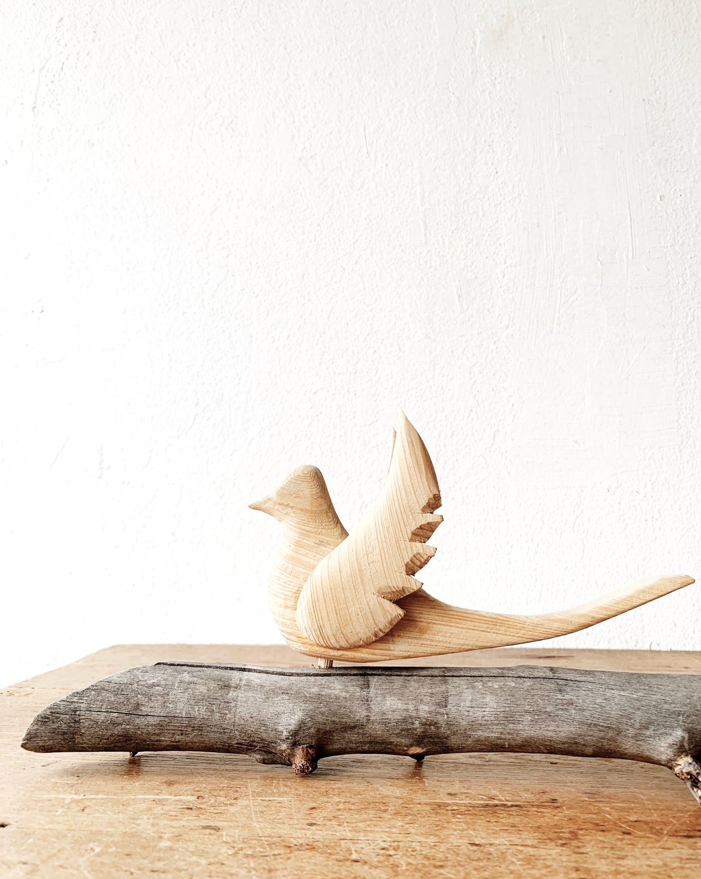 Hand Carved Wood Bird Sculpture 1974