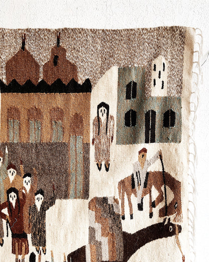 Vintage Figural Wool Rug