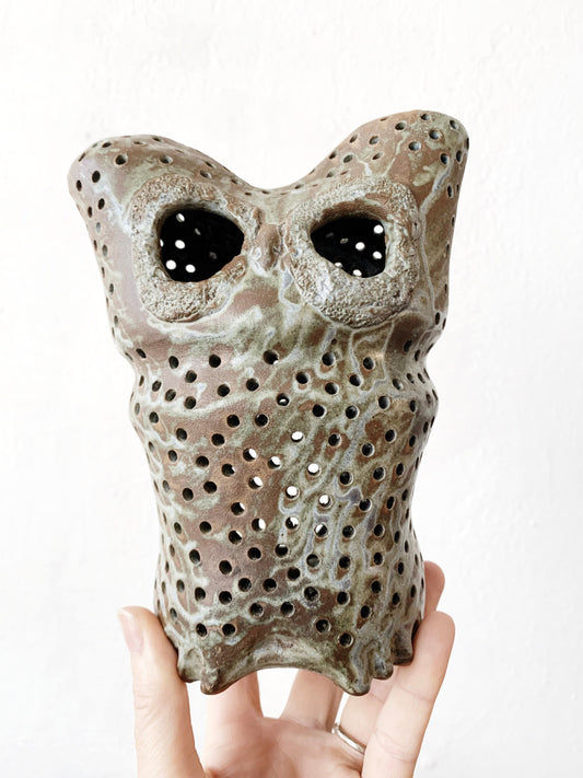 Handmade Ceramic Owl Luminary