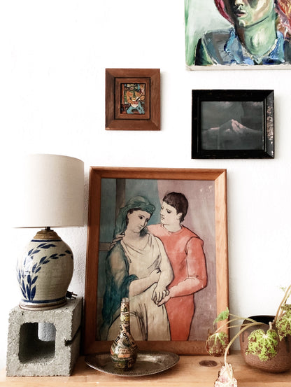 Vintage Pottery Lamp With Shade