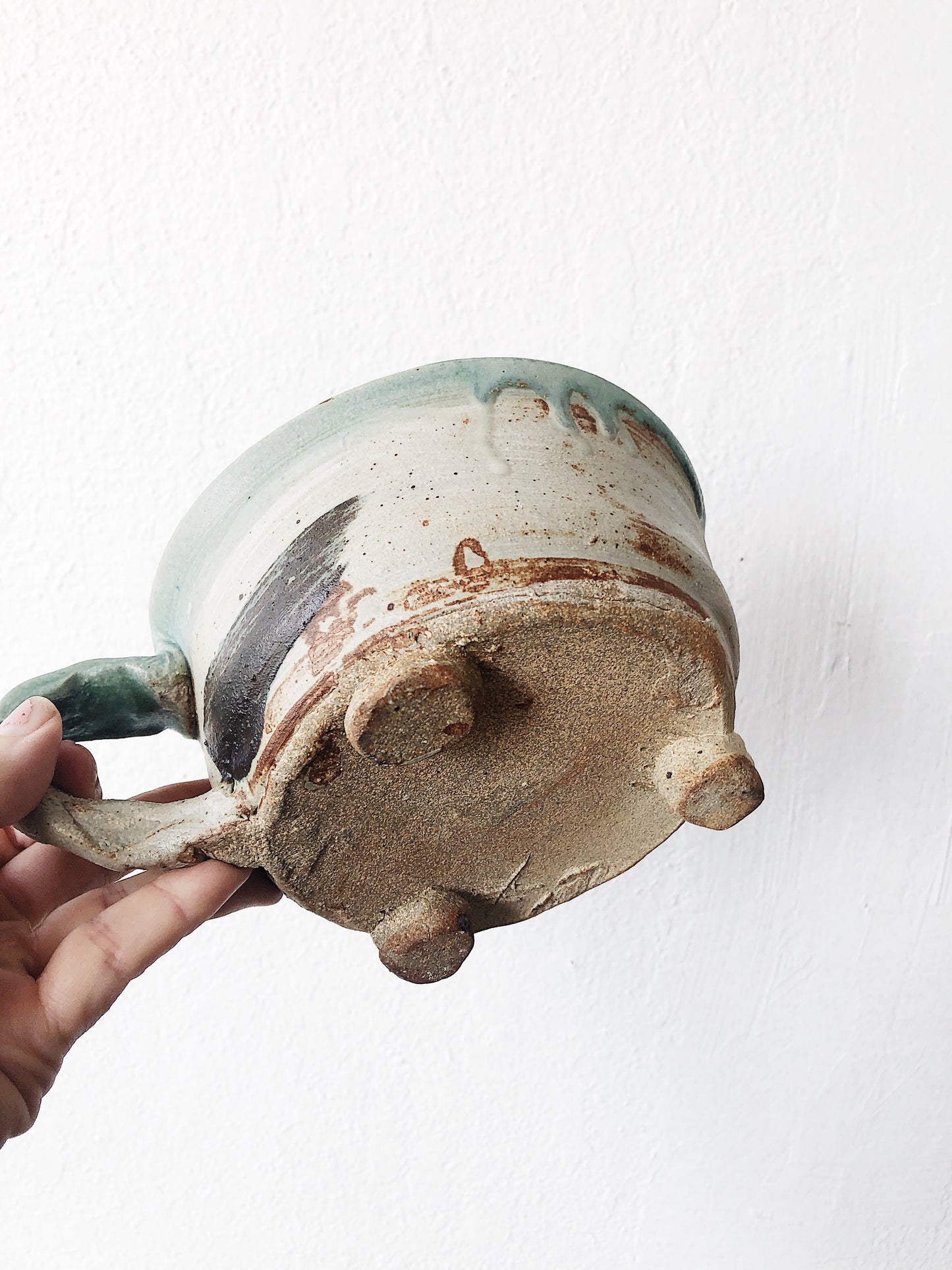 Vintage Handmade Footed Pottery Bowl