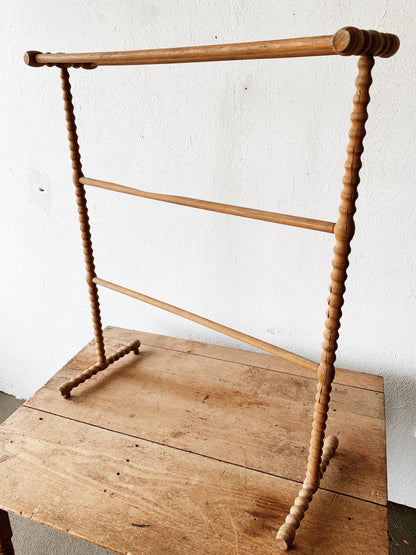 Vintage Natural Wood Spindle Textile Rack