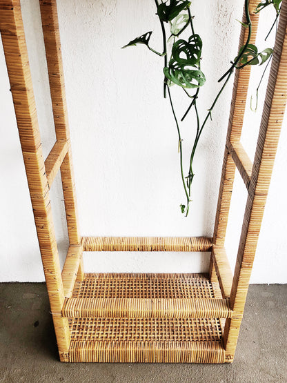 Vintage Bamboo Wrapped Shelf